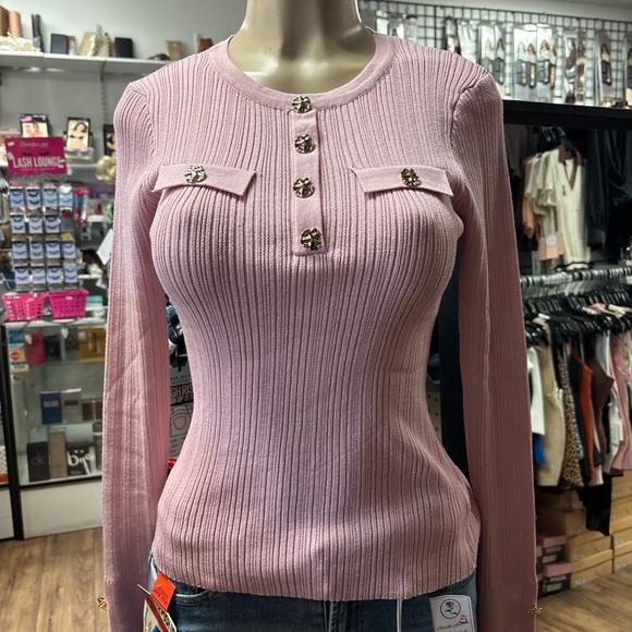 Pink Ribbed Long Sleeve Top - Picture 4 of 9